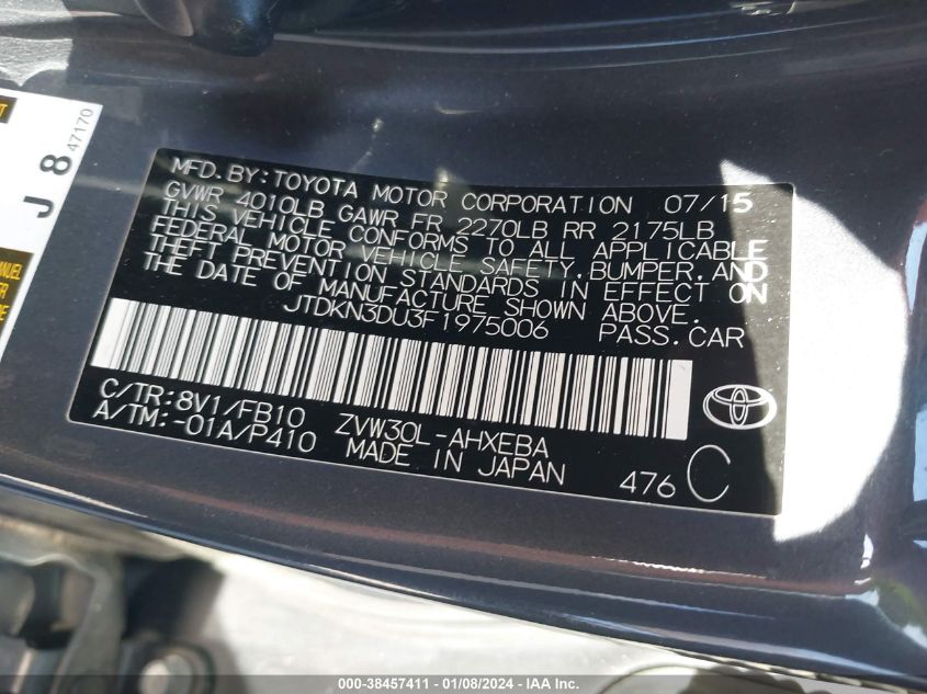 2015 TOYOTA PRIUS TWO - JTDKN3DU3F1975006