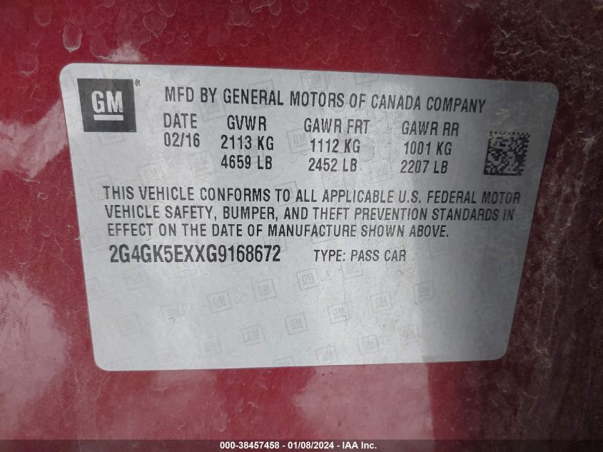 2016 BUICK REGAL - 2G4GK5EXXG9168672