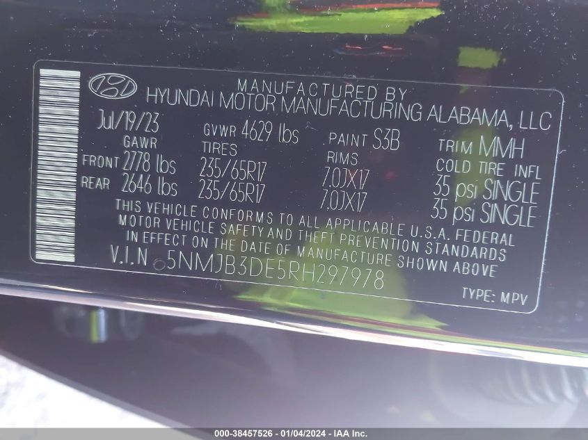 2024 HYUNDAI TUCSON SEL - 5NMJB3DE5RH297978