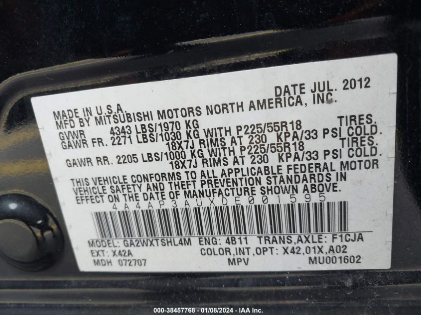 2013 MITSUBISHI OUTLANDER SPORT ES - 4A4AP3AUXDE001595