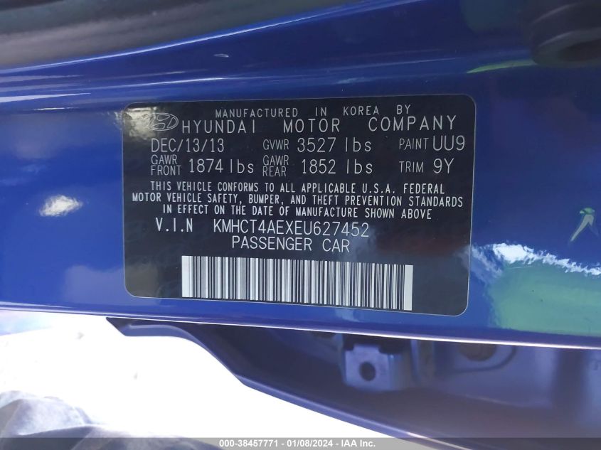 2014 HYUNDAI ACCENT GLS - KMHCT4AEXEU627452
