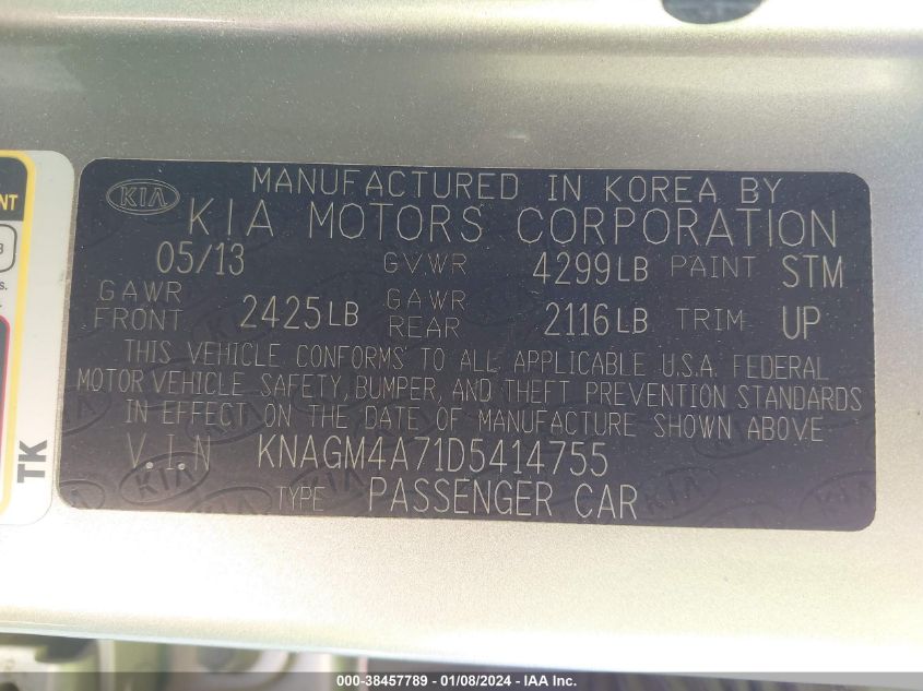 2013 KIA OPTIMA LX - KNAGM4A71D5414755