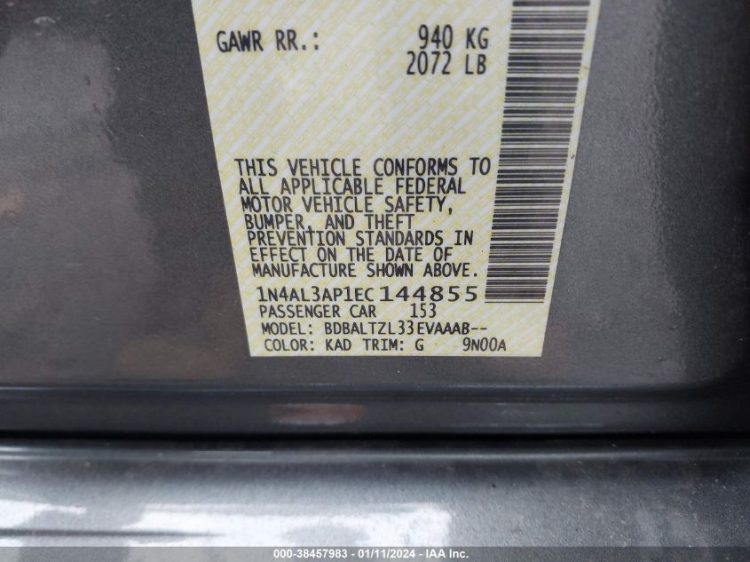2014 NISSAN ALTIMA 2.5/S/SV/SL - 1N4AL3AP1EC144855