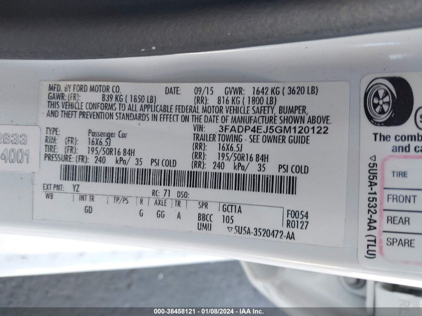2016 FORD FIESTA SE - 3FADP4EJ5GM120122