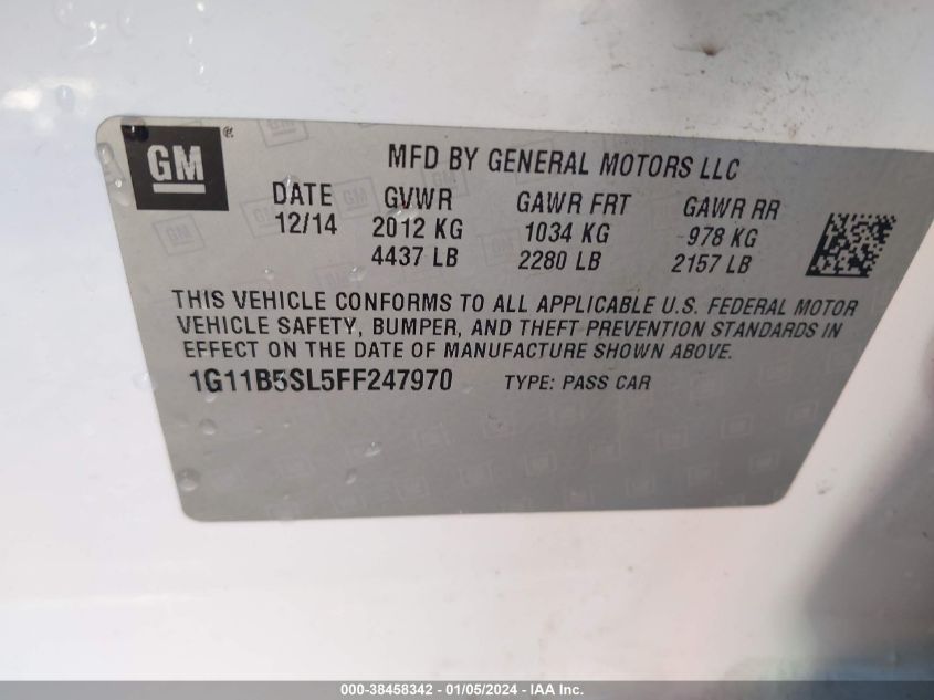 2015 CHEVROLET MALIBU LS - 1G11B5SL5FF247970