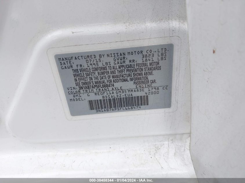 2015 NISSAN SENTRA FE+ S/S/SL/SR/SV - 3N1AB7AP5FL668474