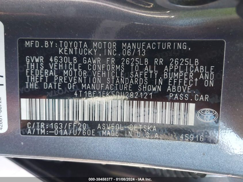 2013 TOYOTA CAMRY SE - 4T1BF1FK5DU282121