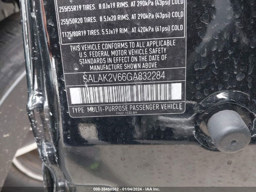 2016 LAND ROVER LR4 - SALAK2V66GA832284