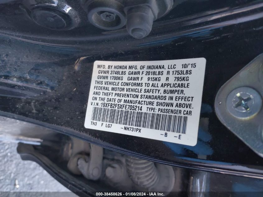 2015 HONDA CIVIC LX - 19XFB2F5XFE705214