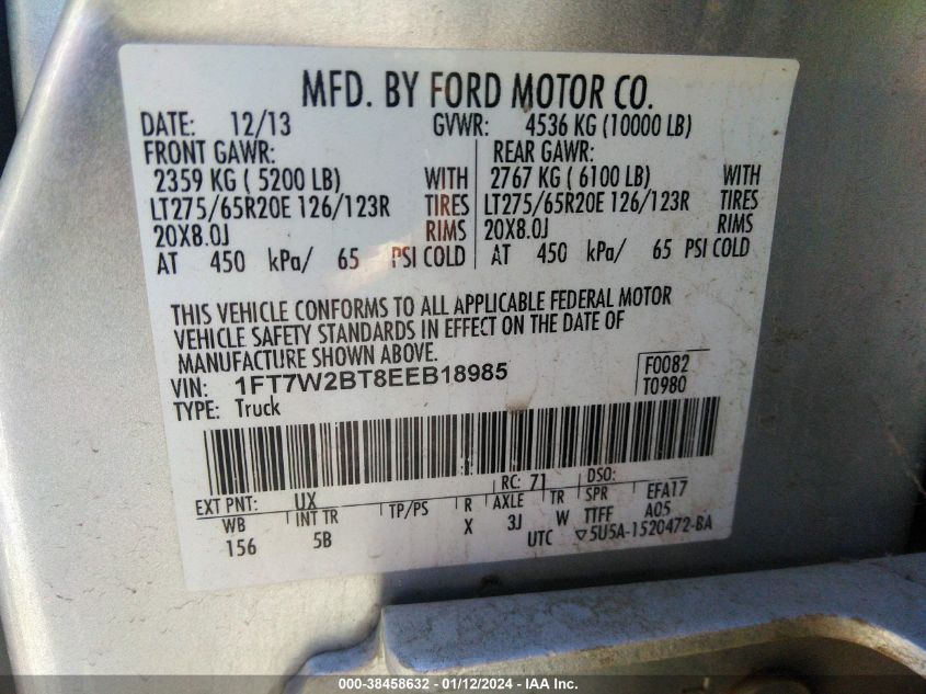 2014 FORD F-250 LARIAT - 1FT7W2BT8EEB18985