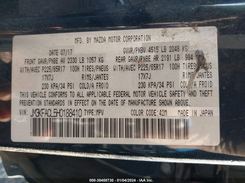 2017 MAZDA CX-5 TOURING - JM3KFACL5H0188410