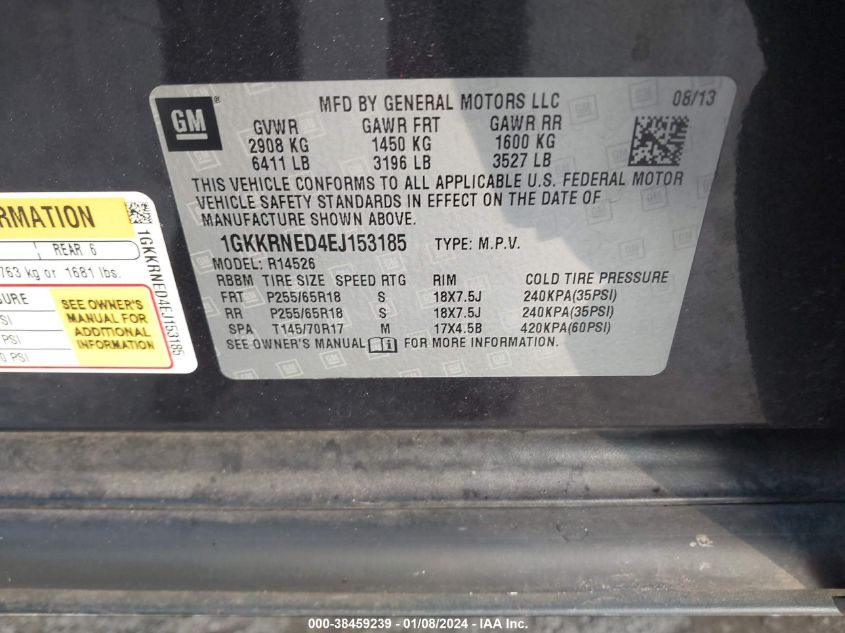 2014 GMC ACADIA SLE - 1GKKRNED4EJ153185