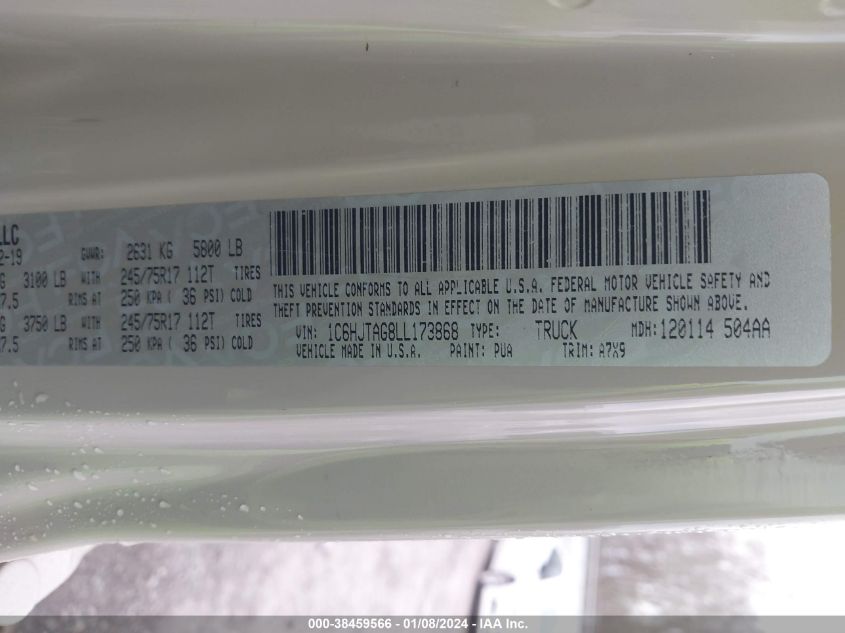 2020 JEEP GLADIATOR SPORT - 1C6HJTAG8LL173868