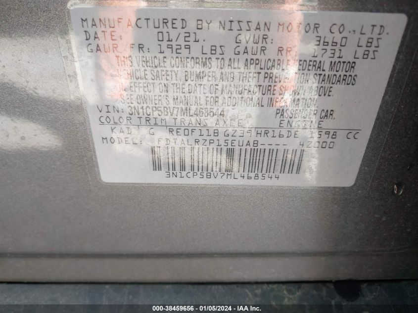 2021 NISSAN KICKS S - 3N1CP5BV7ML468544