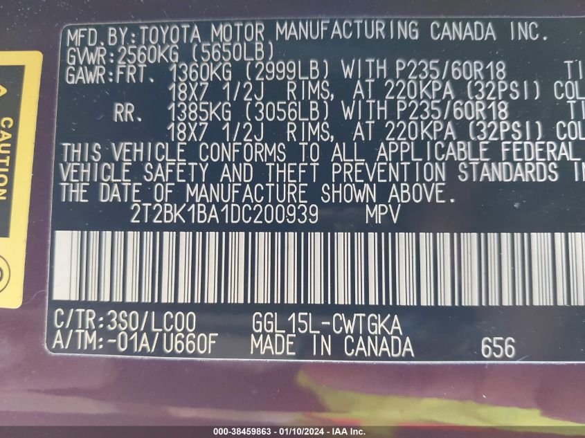 2013 LEXUS RX 350 - 2T2BK1BA1DC200939
