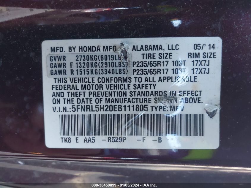 2014 HONDA ODYSSEY LX - 5FNRL5H20EB111805