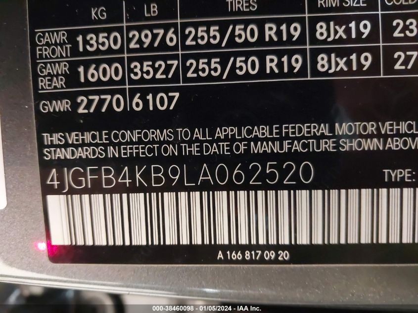 2020 MERCEDES-BENZ GLE 350 350 4MATIC - 4JGFB4KB9LA062520