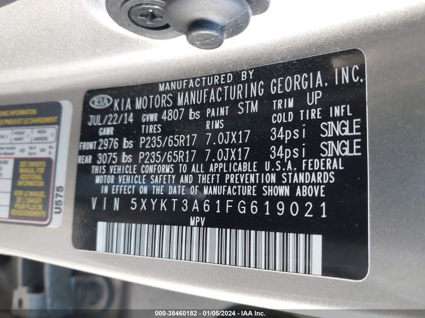 2015 KIA SORENTO LX - 5XYKT3A61FG619021