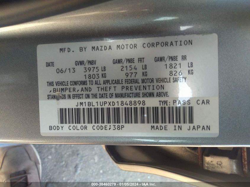 2013 MAZDA MAZDA3 I SPORT - JM1BL1UPXD1848898