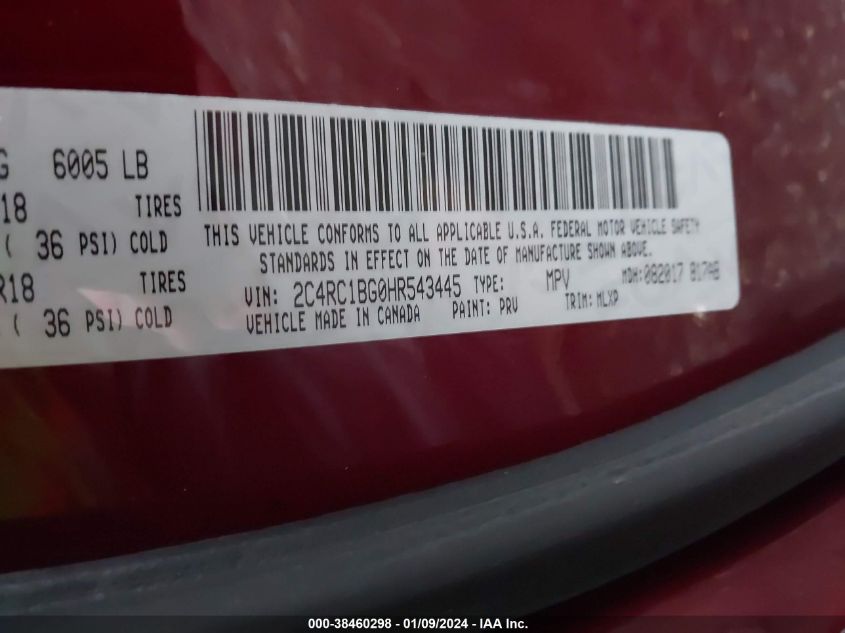 2017 CHRYSLER PACIFICA TOURING-L - 2C4RC1BG0HR543445