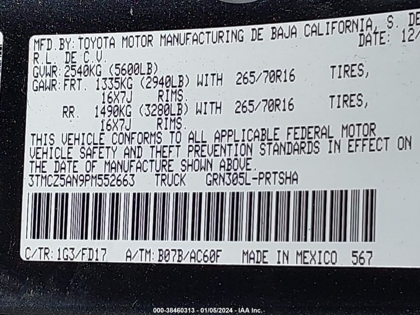 2023 TOYOTA TACOMA TRD OFF ROAD - 3TMCZ5AN9PM552663