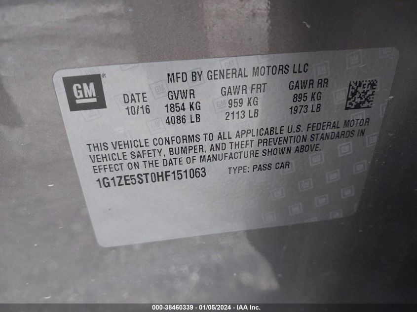 2017 CHEVROLET MALIBU 1LT - 1G1ZE5ST0HF151063