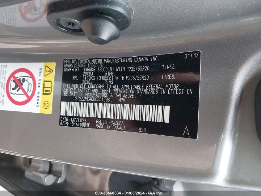 2017 LEXUS RX 350 - 2T2ZZMCA0HC054596