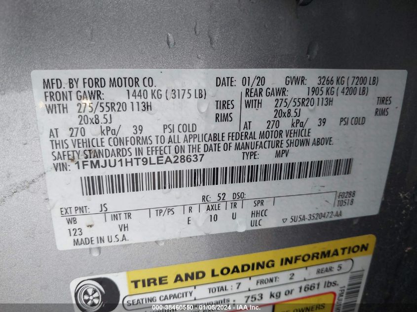 2020 FORD EXPEDITION XLT - 1FMJU1HT9LEA28637