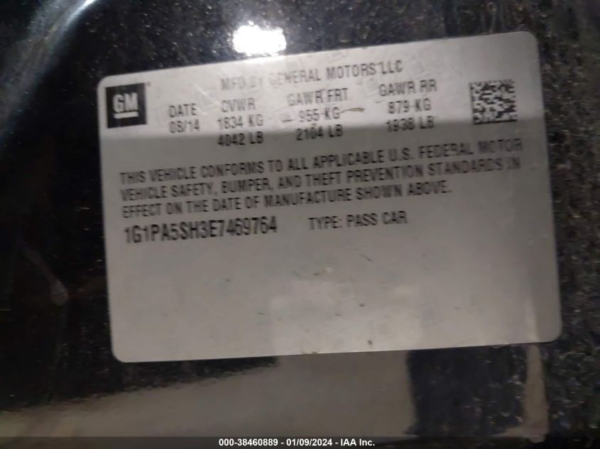 2014 CHEVROLET CRUZE LS AUTO - 1G1PA5SH3E7469764