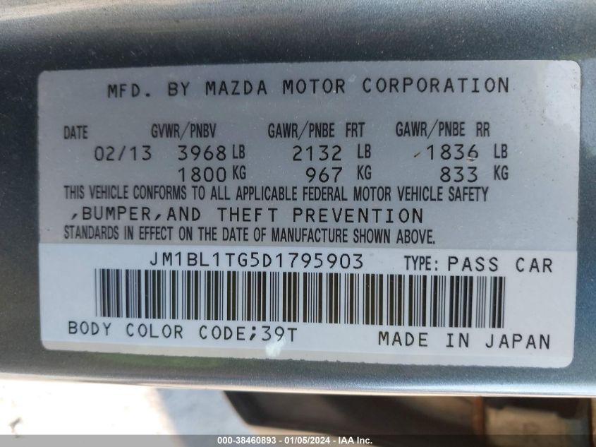 2013 MAZDA MAZDA3 I - JM1BL1TG5D1795903