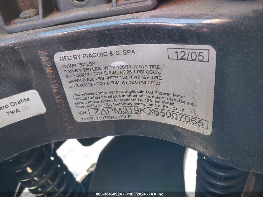 2006 VESPA GRANTURISMO 200 ZAPM319KX65007065