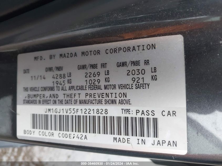 2015 MAZDA MAZDA6 I TOURING - JM1GJ1V55F1221828