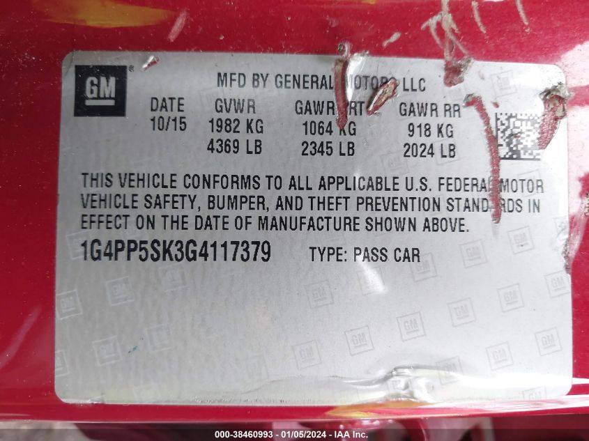 2016 BUICK VERANO - 1G4PP5SK3G4117379