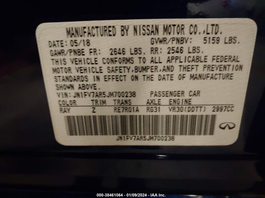 2018 INFINITI Q50 3.0T RED SPORT 400 - JN1FV7AR5JM700238