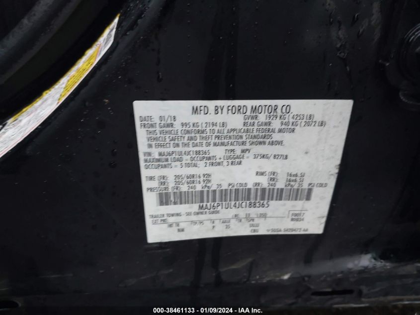 2018 FORD ECOSPORT SE - MAJ6P1UL4JC188365