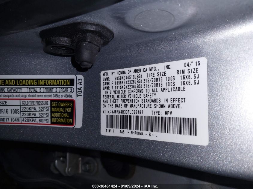 2015 HONDA CR-V LX - 5J6RM4H33FL068487