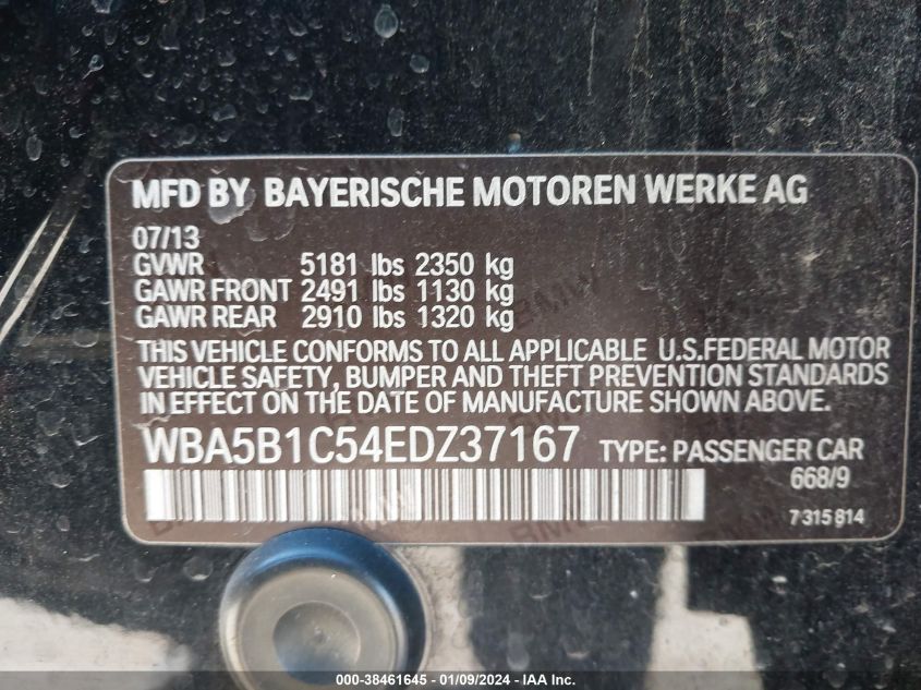2014 BMW 535I WBA5B1C54EDZ37167