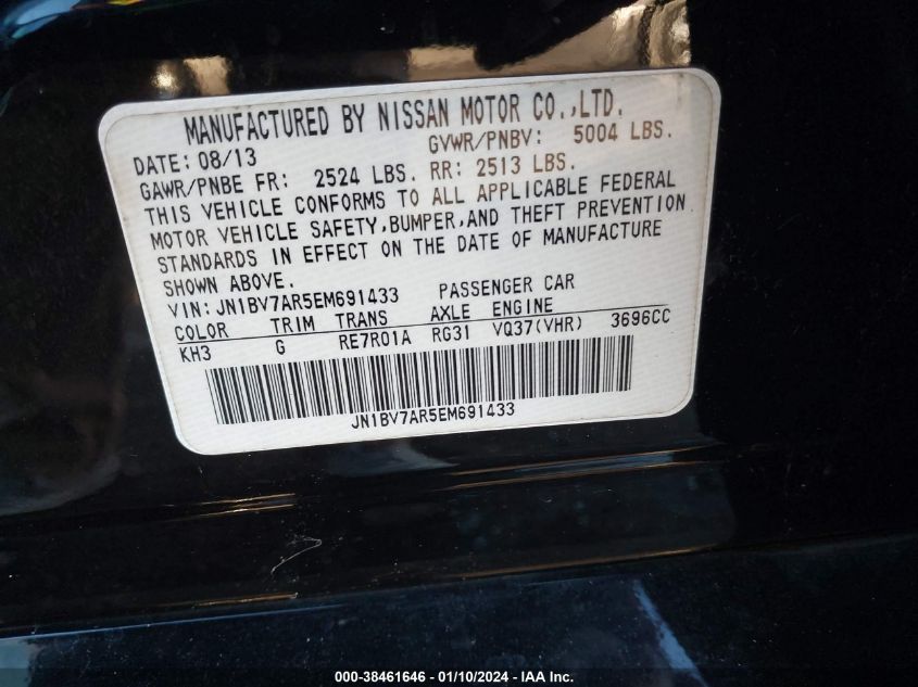 2014 INFINITI Q50 PREMIUM - JN1BV7AR5EM691433