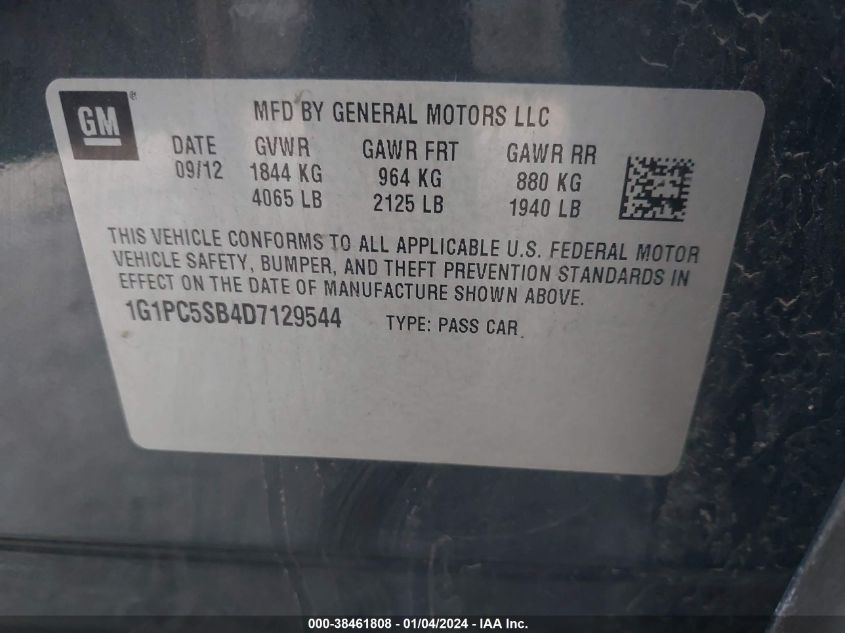 2013 CHEVROLET CRUZE 1LT AUTO - 1G1PC5SB4D7129544