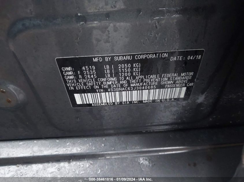 2018 SUBARU LEGACY 2.5I PREMIUM - 4S3BNAC63J3040685