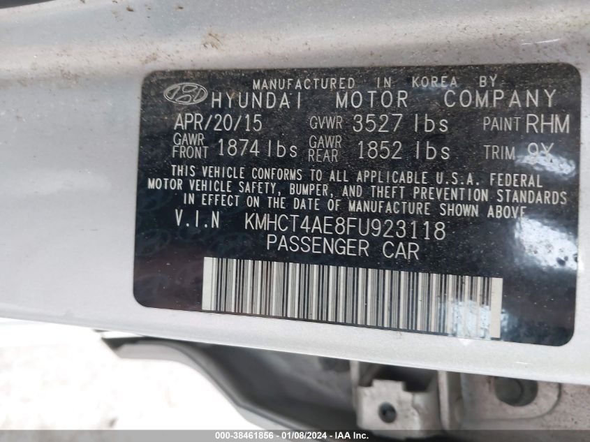 2015 HYUNDAI ACCENT GLS - KMHCT4AE8FU923118