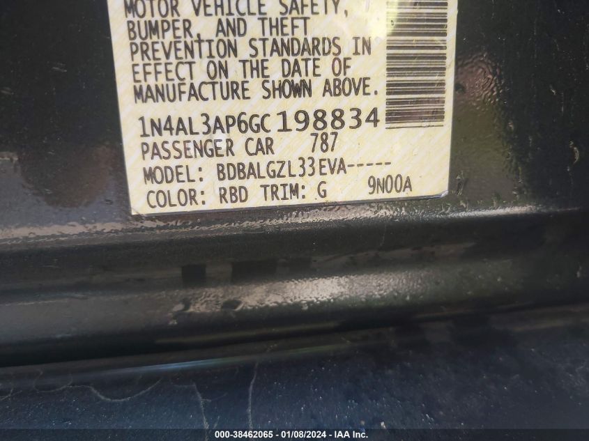 2016 NISSAN ALTIMA 2.5/S/SV/SL/SR - 1N4AL3AP6GC198834