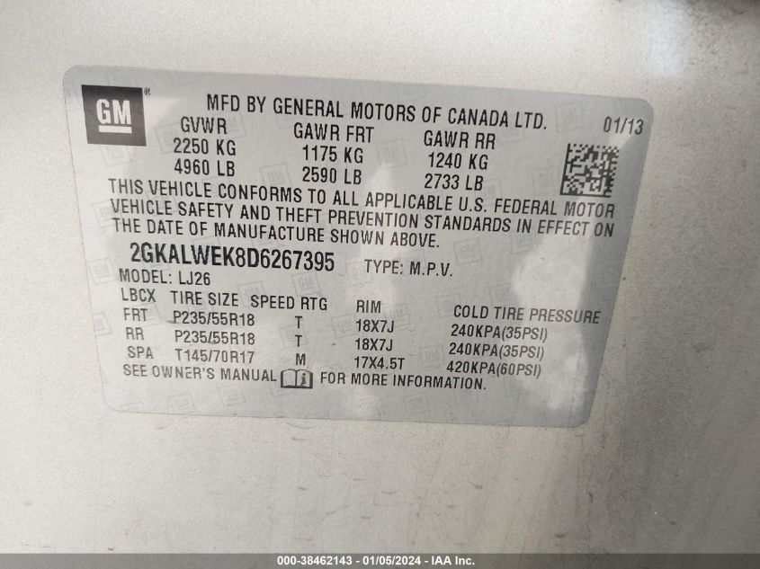 2013 GMC TERRAIN SLT - 2GKALWEK8D6267395