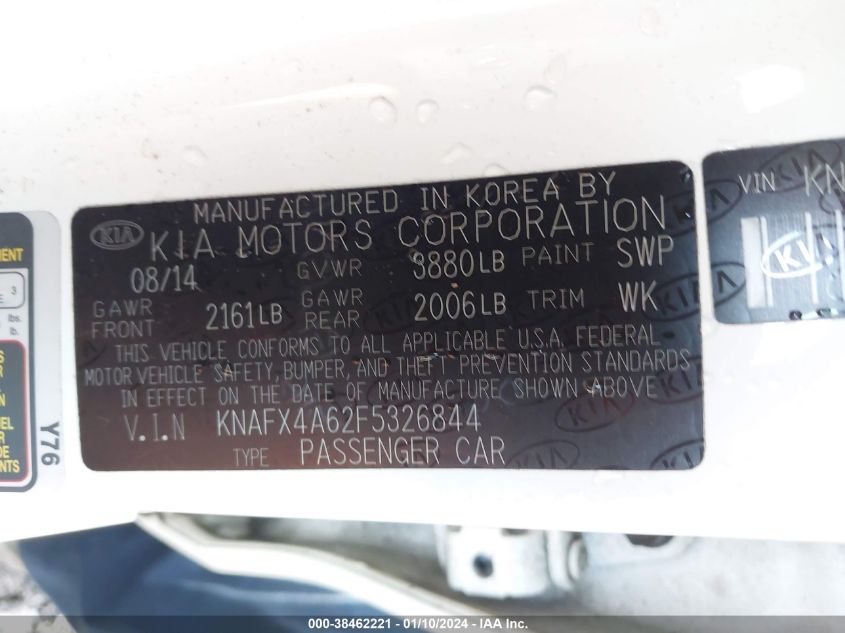 2015 KIA FORTE LX - KNAFX4A62F5326844