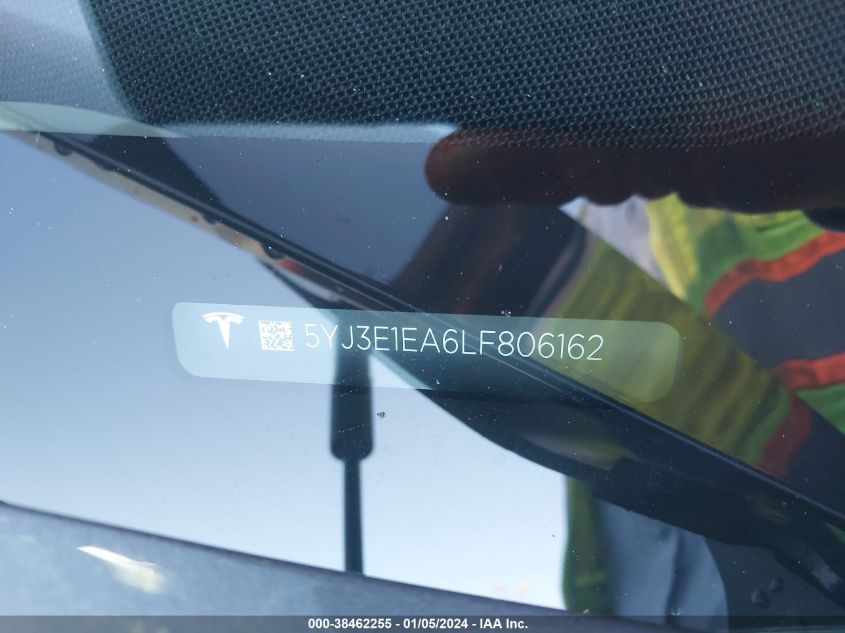 2020 TESLA MODEL 3 STANDARD RANGE PLUS REAR-WHEEL DRIVE/STANDARD RANGE REAR-WHEEL DRIVE - 5YJ3E1EA6LF806162