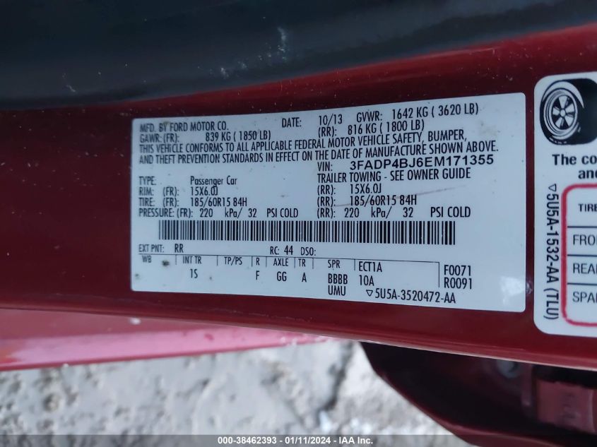 2014 FORD FIESTA SE - 3FADP4BJ6EM171355