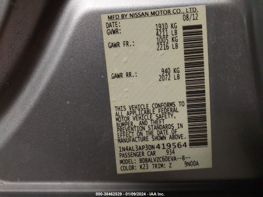 2013 NISSAN ALTIMA 2.5 SL - 1N4AL3AP3DN419564