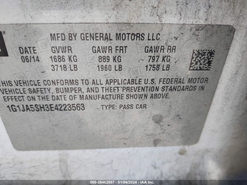 2014 CHEVROLET SONIC LS AUTO - 1G1JA5SH3E4223563