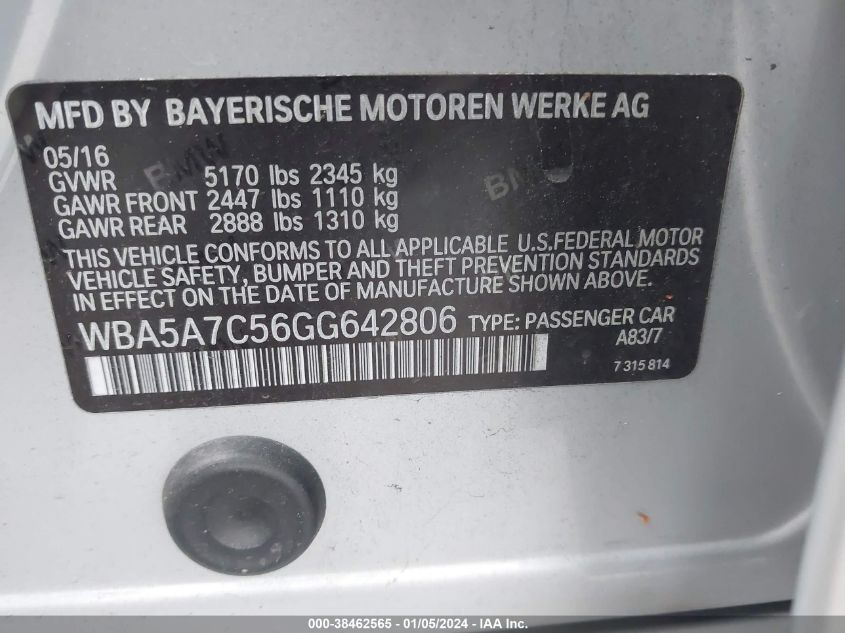 2016 BMW 528I XI - WBA5A7C56GG642806