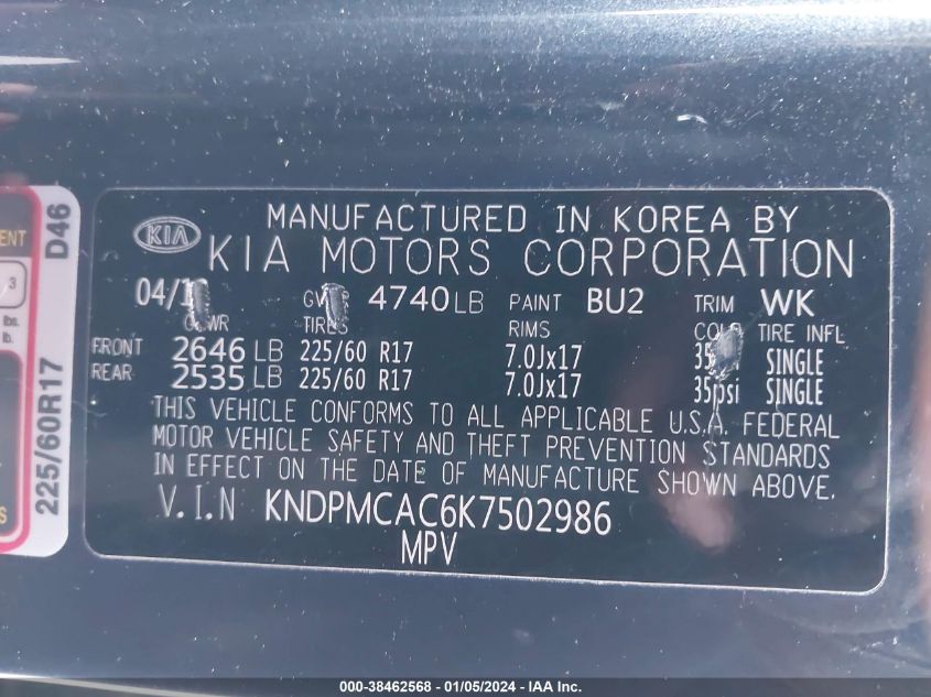2019 KIA SPORTAGE LX - KNDPMCAC6K7502986